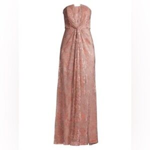 Aidan Matrix Strapless Metallic Gown